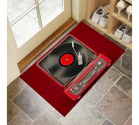 MLSOWM Paillassons pour entrée 50x80 cm Tapis de Porte Style Rétro Interieur et Extérieur Tapis Tourne-Disque Vinyle Antidérapant Absorbant, Facile à Nettoyer pour Couloir Chambre Cuisine, Rouge