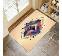 MLSOWM Paillassons pour entrée 90 x 150 cm Tapis de Porte Futurisme Interieur et Extérieur Tapis Géométrie Abstraite Antidérapant Absorbant, Facile à Nettoyer pour Couloir Chambre Cuisine, Crème