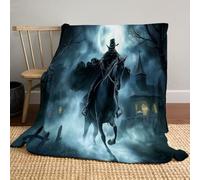 MLSOWM Plaid Couverture Polaire Flanelle, 3D Ghost Rider Douce Moelleuse Couverture de Lit Couvre-lit Cimetière d'halloween Jeté de Canapé(130x150cm, Gris Foncé)