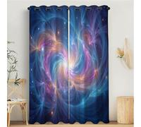 MLSOWM Rideau Occultant 140x175cm, Lot de 2 Double Rideau Isolant Anti-Bruit Rideaux Opaque Univers des Rêves Rideaux à Oeillets Nébuleuse Spirale, Décoration Chambre Fenetre, Bleu Foncé