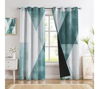 MLSOWM Rideau Occultant Blocs Couleur Triangulaires Thermique Isolant, Lot de 2 Rideaux Fenêtre Opaques à Oeillets Géométrie Morandi Anti Froid UV Bruit, Decoration Dressing Salon Chambre - 140x245cm