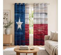 MLSOWM Rideau Salon Occultant 140x245cm - Drapeau du Texas Isolant Thermique Rideaux À Oeillets Rétro Vieilli Décoration De Fenêtre pour Un Sommeil Réparateur et Bloquer la Lumièr, Bleu Foncé