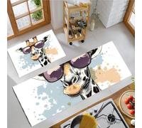 MLSOWM Tapis Cuisine Devant Évier Imperméables Anti Tache 2 Pièces Étanche Essuyable Antidérapant pour Salon Sol De Cuisine Animaux De Dessin Animégirafe 45 * 75+45 * 150Cm