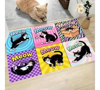 MLSOWM Tapis D’Entrée Intérieur Chat Comique, 60 x 90 cm Paillasson D'Entrée De Bienvenue Style Pop Art Paillasson Ultra-Fin Tapis Cuisine Devant Evier pour Entrée, Porte et Couloir, Violet