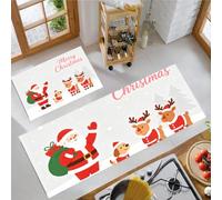 MLSOWM Tapis de Cuisine Devant Evier Noël en Dessin Animé Antidérapant Lavable | Tapis de Cuisine Chien du Père Noël, Absorbant Huile et Eau, Facile à Nettoyer pour Buanderie, Manger et Entrée