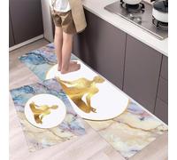 MLSOWM Tapis de Cuisine Luxe Discret D'Inspiration Zen Antidérapant, 43x75cm+43x150cm Tapis de Cuisine Devant Evier Yoga Marbre, Anti-salissures, Lavable pour Buanderie, Entrée, Couloir, Violet Clair