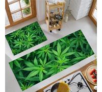 MLSOWM Tapis de Cuisine Plante De Chanvre Lavables et Antidérapants, Lot de 2 Tapis de Sol Devant Evier Gazon De Jardin Anti-Fatigue pour Confortables pour Debout (Vert, 40x60cm+40x120cm)