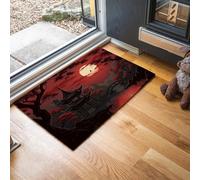 MLSOWM Tapis de Porte 60 x 90 cm, Paysage Ville Antique Paillasson Interieur Antidérapant, Paillasson Entrée Lavable, Esthétique Asiatique Traditionnelle Tapis de Sol Absorbant, Rouge Foncé