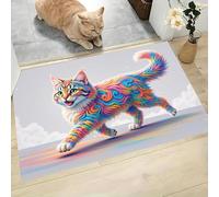 MLSOWM Tapis de Porte, 60 x 90 cm Profil Bas Nuage De Rêve Paillasson Interieur Entree Chats Magnifiques Tapis de Sol Antidérapant Lavable Doux et Pratique pour Entrée, Couloir, Cuisine, Gris Clair