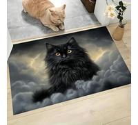 MLSOWM Tapis de Porte, 60 x 90 cm Profil Bas Nuages Fantastiques Paillasson Interieur Entree Chat Noir Tapis de Sol Antidérapant Lavable Doux et Pratique pour Entrée, Couloir, Cuisine, Gris Foncé