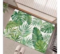 MLSOWM Tapis de Porte, 80 x 120 cm Profil Bas Plantes Vertes Tropicales Paillasson Interieur Entree Monstera Palmier Areca Tapis de Sol Antidérapant Lavable et Pratique pour Entrée, Couloir, Cuisine,