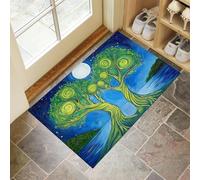 MLSOWM Tapis de Porte Arbre À Feuilles en Spirale, Paillasson Résumé Grand Arbre 90 x 150 cm Tapis Interieur et Extérieur Antidérapant Absorbant, Facile à Nettoyer, Chambre, Cuisine, Couloir - Vert