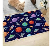 MLSOWM Tapis de Porte Astronaute Planète Constellation mit Dos en TPE Durable et antidérapant, 40 x 60 cm | Paillasson Spatial Dessin Animé Tapis de Sol Absorbant Lavable, Passe sous la Porte