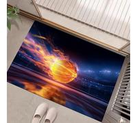 MLSOWM Tapis de Porte Boule De Feu, 50x80 cm Tapis de Sol Antidérapant Résister À La Saleté Court Intérieur Tapis Mince Absorbant Paillasson Confortable pour Couloir, Terrasse, Entrée - Bleu Foncé