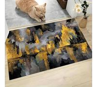 MLSOWM Tapis de Porte de Abstrait Moderne, 40 x 60 cm Paillasson de Paysage Urbain Paillasson de Bienvenue Tapis d'entrée pour intérieur et extérieur, Or Gris
