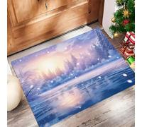 MLSOWM Tapis de Porte de Pays des Merveilles Hivernales, 80 x 120 cm Paillasson de Forêt du Lac De Glace Paillasson de Bienvenue Tapis d'entrée pour intérieur et extérieur, Violet