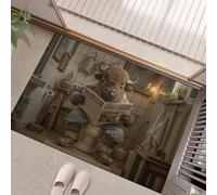 MLSOWM Tapis de Porte d'Entrée 40 x 60 cm Paillasson à Profil Bas Retro Buffalo Lit Le Journal Moquette Antidérapant Lavable en Machine Humoristiques Tapis de Sol pour Entrée, Couloir, Chambre, Brun