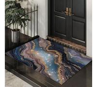 MLSOWM Tapis de Porte d'Entrée 50 x 80 cm Paillasson à Profil Bas Bille Ciel Étoilé Moquette Antidérapant Lavable Résumé De Luxe Tapis de Sol pour Entrée, Couloir, Chambre, Bleu Foncé