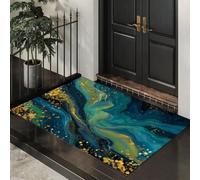 MLSOWM Tapis de Porte d'Entrée 80 x 120 cm Paillasson à Profil Bas Marbre Whirlpool Moquette Antidérapant Lavable Élégant Et Luxueux Tapis de Sol pour Entrée, Couloir, Chambre, Bleu Foncé