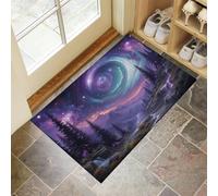 MLSOWM Tapis de Porte d'Entrée 90 x 150 cm Paillasson à Profil Bas Nébuleuse Spirale Ciel Nocturne Moquette Antidérapant Lavable Ciel Étoilé Magique Tapis de Sol pour Entrée, Couloir, Chambre, Violet