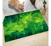 MLSOWM Tapis de Porte d'entrée Blocs De Couleurs Froides Paillasson Attrape-Poussière Pixel Art Fin Tapis de Sol Antidérapant Lavable en Machine pour intérieur, Couloir, Cuisine, 80 x 120 cm, Vert