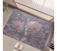 MLSOWM Tapis de Porte d'entrée Camélia Fleur Pêcher Paillasson Attrape-Poussière Bouquet Fleurs Onirique Fin Tapis de Sol Antidérapant Lavable pour intérieur, Couloir, Cuisine, 40 x 60 cm, Rose Clair