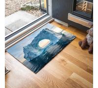 MLSOWM Tapis de Porte d'Entrée Intérieur, 40 x 60 cm Paillasson Super Absorbant et Antidérapant Arche D'Iceberg Tapis de Sol Photographie L'Océan Arctique pour Entrée, Porte et Couloir, Bleu Glacier