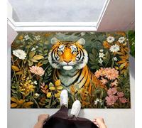 MLSOWM Tapis de Porte d'Entrée Intérieur, 60 x 120 cm Paillasson Super Absorbant et Antidérapant Grappe Fleurs Tigre Tapis de Sol Attrape-Poussière Jung Dense pour Entrée, Porte et Couloir, Vert