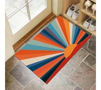 MLSOWM Tapis de Porte d'Entrée Intérieur - 90 x 150 cm Tapis Coucher De Soleil des Années 70 Imperméable Lavable Paillasson Soleil Antidérapant et Anti-Poussière pour Extérieur, Couloir, Orange