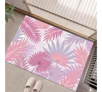 MLSOWM Tapis de Porte Feuilles Aquarelles, 40 x 60 cm Tapis de Sol Antidérapant Paysage Tropical Tapis Mince Absorbant Paillasson Confortable pour Couloir, Terrasse, Entrée - Rose