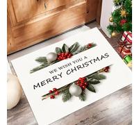 MLSOWM Tapis de Porte Feuilles Et Fleurs Paillasson 80 x 120 cm Exterieur Entree Tapis de Sol Éléments De Noël Antidérapant Absorbant pour Intérieur, Chambre, Cuisine, Couloir, Blanc