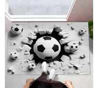 MLSOWM Tapis de Porte Intérieur 80 x 120 cm, Grotte 3D Tapis à Poils Ras Antidérapant Football Paillasson Absorbant et Lavable pour Chambre, Entrée, Patio, Couloir, Gris