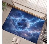 MLSOWM Tapis de Porte Intérieur 90 x 150 cm, Orage De Foudre Tapis à Poils Ras Antidérapant Football Paillasson Absorbant et Lavable pour Chambre, Entrée, Patio, Couloir, Bleu-Gris