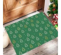 MLSOWM Tapis de Porte La Ville des Sapins De Noël Paillasson Style Dessin Animé Tapis de Bienvenue Antidérapant pour Décoratif De Festival Interieur, 90 x 150 cm, Bleu Clair