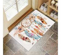 MLSOWM Tapis de Porte Lavable Attrape-Rêves Aquarelle, 90 x 150 cm Tapis de Sol Style Bohème Antidérapant à l'intérieur Paillasson Absorbant pour la Cuisine, Le Jardin, l'entrée du Hall - Brun