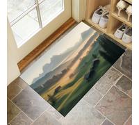 MLSOWM Tapis de Porte Lavable Collines Brumeuses, 50 x 80 cm Tapis de Sol Montagnes Italiennes Antidérapant à l'intérieur Paillasson Absorbant pour la Cuisine, Le Jardin, l'entrée du Hall - Vert