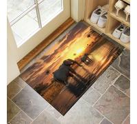 MLSOWM Tapis de Porte Lavable Éléphant Majestueux, 40 x 60 cm Tapis de Sol Rivière Africaine Antidérapant à l'intérieur Paillasson Absorbant pour la Cuisine, Le Jardin, l'entrée du Hall - Jaune-Brun