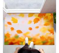 MLSOWM Tapis de Porte Lavable Feuilles Qui Tombent, 40 x 60 cm Tapis de Sol Paysage d'automne Antidérapant à l'intérieur Paillasson Absorbant pour la Cuisine, Le Jardin, l'entrée du Hall - Jaune
