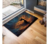 MLSOWM Tapis de Porte Lavable Figure Féminine, 90 x 150 cm Tapis de Sol Nébuleuse Cosmique Antidérapant à l'intérieur Paillasson Absorbant pour la Cuisine, Le Jardin, l'entrée du Hall - Bleu