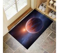 MLSOWM Tapis de Porte Lavable Terre, 90 x 150 cm Tapis de Sol Planètes Spatiales Antidérapant à l'intérieur Paillasson Absorbant pour la Cuisine, Le Jardin, l'entrée du Hall - Rouge Et Bleu