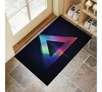 MLSOWM Tapis de Porte Lavable Triangle Abstrait, 90 x 150 cm Tapis de Sol Logo Géométrique Antidérapant à l'intérieur Paillasson Absorbant pour la Cuisine, Le Jardin, l'entrée du Hall - Bleu Foncé