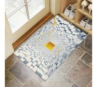 MLSOWM Tapis de Porte Lavable Tunnel Cubique, 60 x 120 cm Tapis de Sol Surréalisme Antidérapant à l'intérieur Paillasson Absorbant pour la Cuisine, Le Jardin, l'entrée du Hall - Blanc
