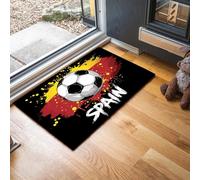 MLSOWM Tapis de Porte Logo De Football, Paillasson Drapeau Espagnol 60 x 90 cm Tapis Interieur et Extérieur Antidérapant Absorbant, Facile à Nettoyer, Chambre, Cuisine, Couloir - Rouge