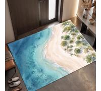 MLSOWM Tapis de Porte Paysages Naturels Lavable, 90 x 150 cm | Paillasson Plages Côtières Végétation à Poils Courts, Antidérapant et Doux pour Couloir, entrée ou Cuisine, Surface Facile à Entretenir