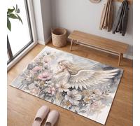 MLSOWM Tapis de Porte Peinture À L'Aquarelle Et À l'huile Lavable Antidérapant 80 x 120 cm | Paillasson Fille Ange Aux Yeux Fermés Toucher Doux, adapté pour Salon, Chambre, Entrée