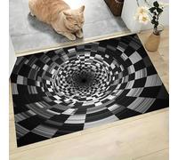 MLSOWM Tapis de Porte Piège À Vortex Paillasson Illusion Visuelle Tapis de Bienvenue Antidérapant pour Décoratif De Festival Interieur, 60x120 cm, Noir Et Blanc