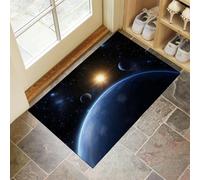 MLSOWM Tapis de Porte Planète Bleue Paillasson Mince 40 x 60 cm Interieur et Extérieur Tapis de Sol Satellite Spatial Antidérapant Absorbant pour Chambre, Cuisine, Couloir -Gris Foncé - Bleu Foncé