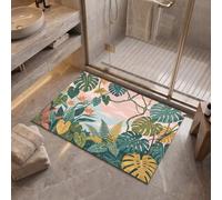 MLSOWM Tapis de Porte Plantes Tropicales Lavable, 80 x 120 cm | Paillasson Monstera Deliciosa Oiseau du Paradis à Poils Courts, Antidérapant et Doux pour Couloir, entrée ou Cuisine