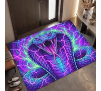 MLSOWM Tapis de Porte Rétro Sombre, Tapis de Bienvenue, 60 x 120 cm | Paillasson d'Entree Interieur Serpent De Foudre, Antidérapant et Absorbant, Lavable pour Chambre, Cuisine