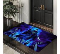 MLSOWM Tapis de Porte Rock Sombre Entrée Intérieur, 60 x 90 cm | Paillasson Fin Mort par Lumière Bleue, Microphone, Tapis de Porte Profil Bas, Antidérapant et Lavable en Machine pour Entrée, Couloir